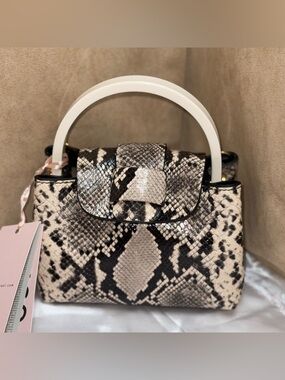 Nico Giani Myria Micro Python Embossed Leather Top Handle Bag NWT Italy Crossb